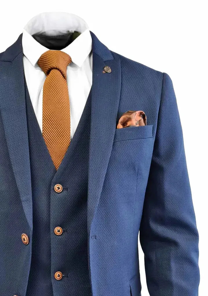 Men's Suit Navy Blue Size M Slim Fit Polyester 3-Piece Wedding Suit 2