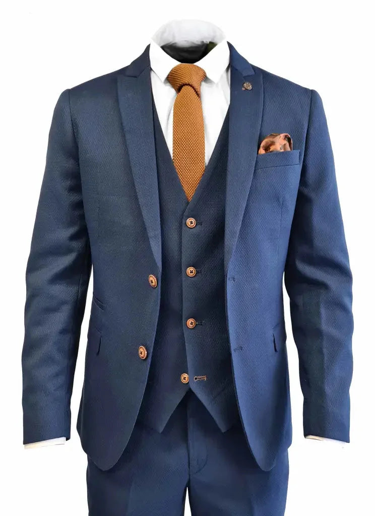 Men's Suit Navy Blue Size M Slim Fit Polyester 3-Piece Wedding Suit 1