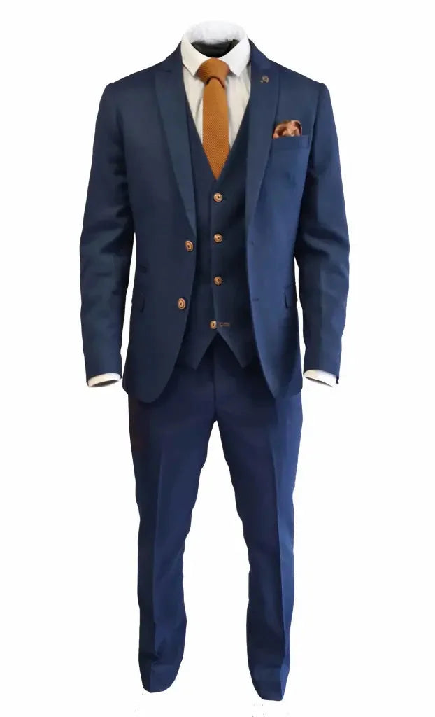 Men's Suit Navy Blue Size M Slim Fit Polyester 3-Piece Wedding Suit 3